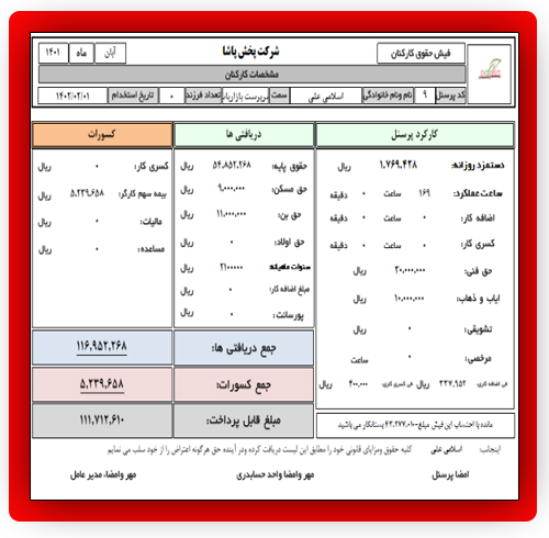 سیستم حقوق و دستمزد پخش مویرگی آریا